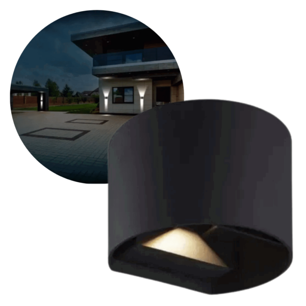 Udendørs væglampe - 2x3W - 4000K - Sort - IP54