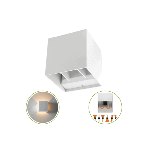 Udendørs Væglampe - Facadelampe - Hvid - 6W - 4000K - Up&Down