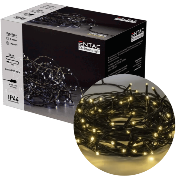 Lyskæde Udendørs - Julelys - 14M - 180 LED Dioder - Varm Hvid