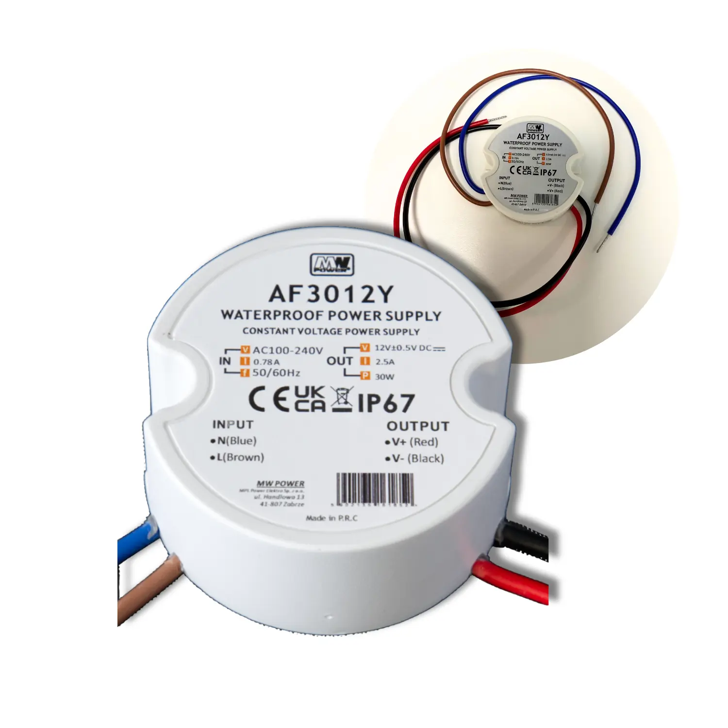 LED Driver 12V - Udendørs Transformer - Mini - 0-30W - 2,5A - IP67 (AF3012Y)