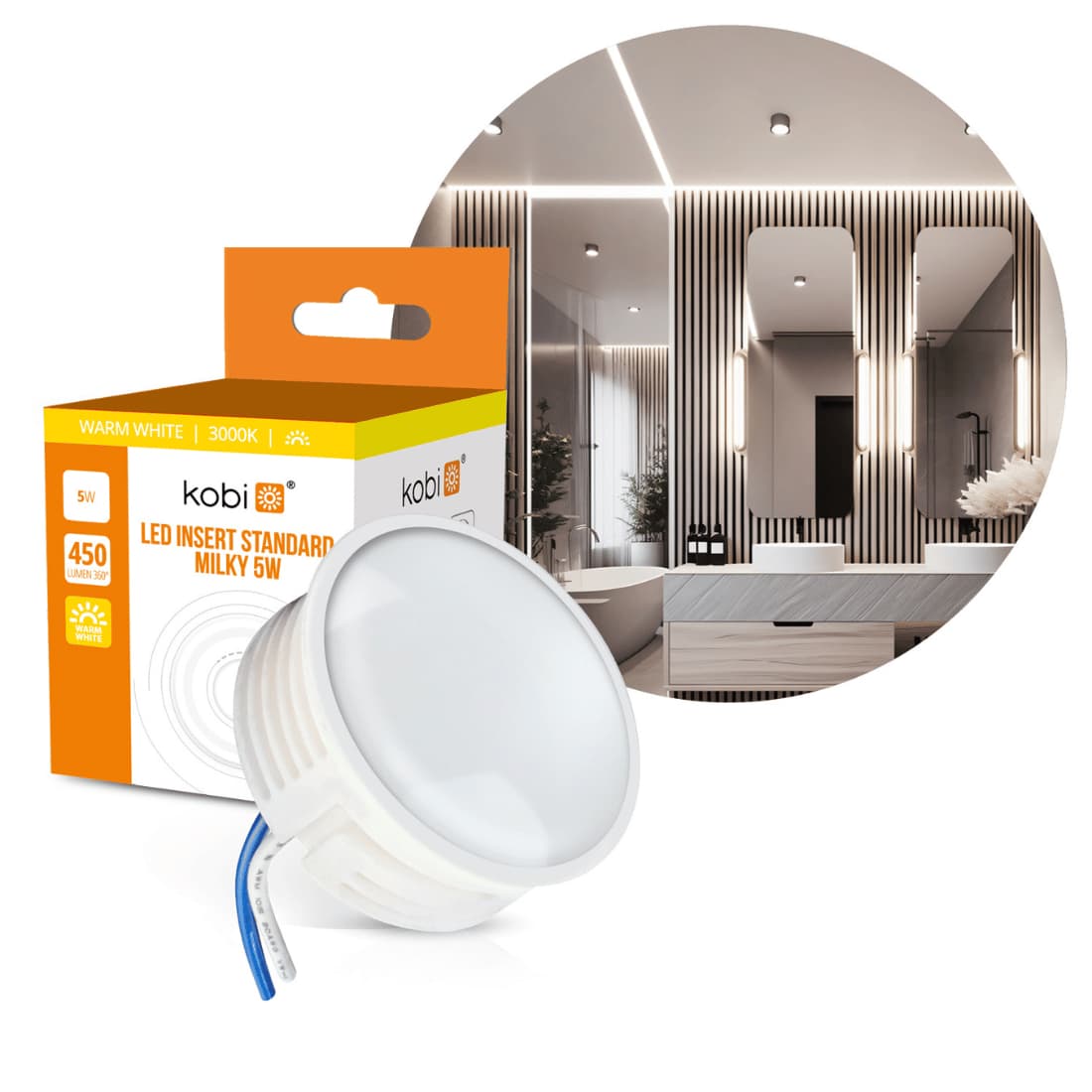 5W - LED Pære til Påbygningsspots - 3000K - 450 lm - 230V - 120°