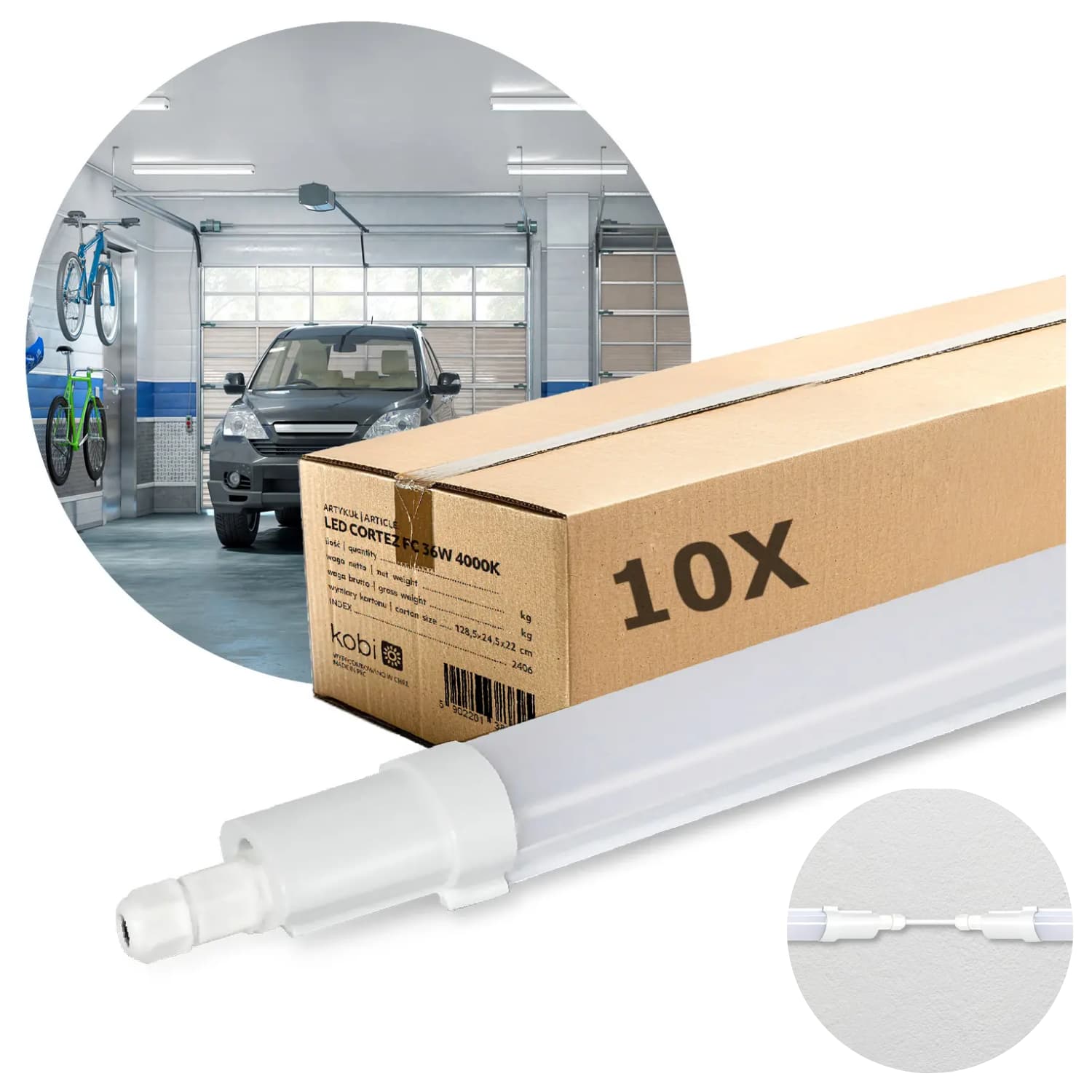 LED Armatur - 10 stk. Pakke - 120cm - 4320lm - 36W - 4000K - IP65