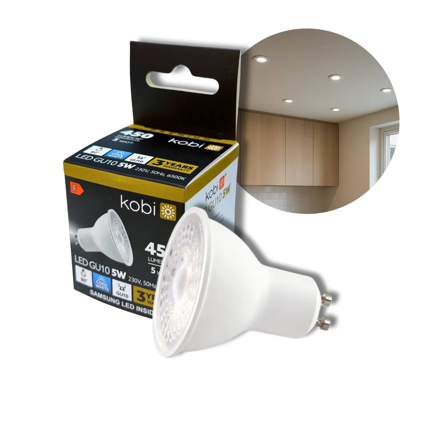 5W - LED GU10 - 6500K - 450lm - SAMSUNG LED - Ikke Dæmpbar