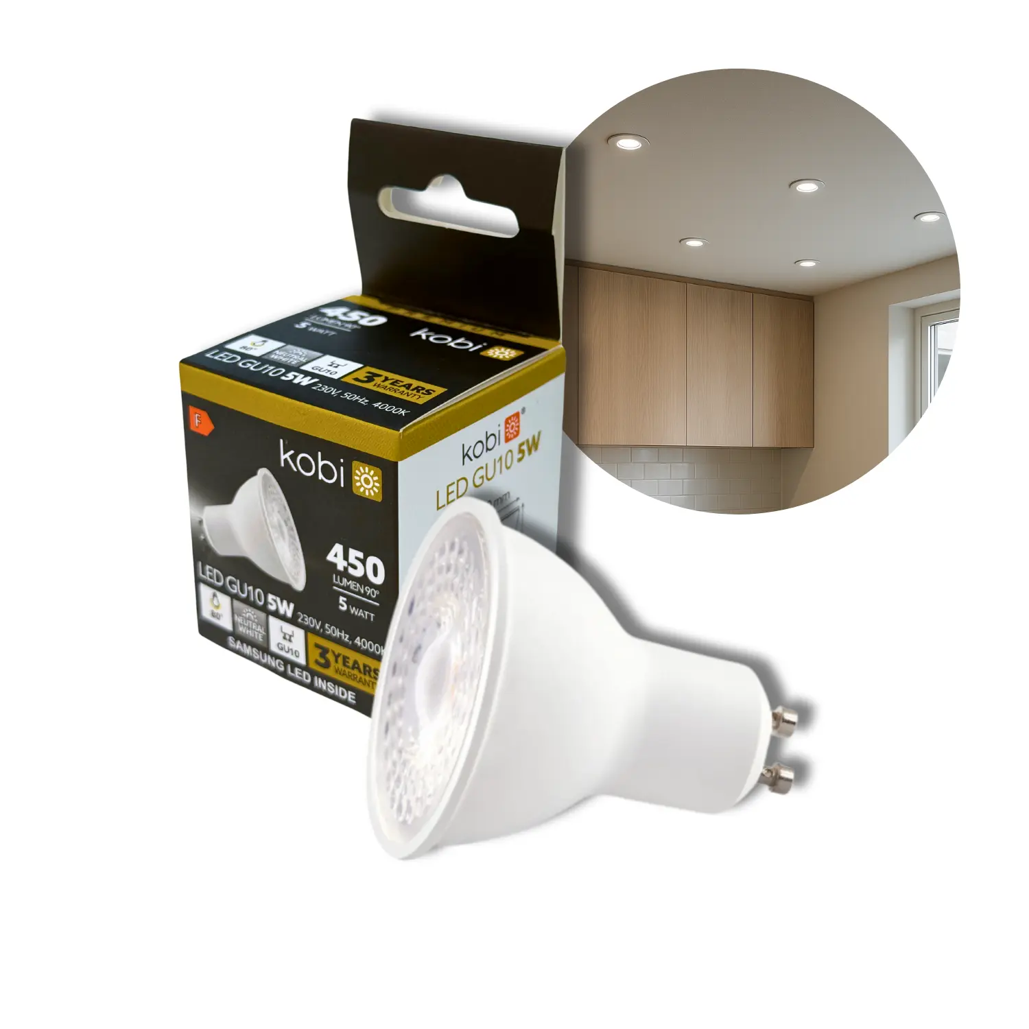 5W - LED GU10 - 4000K - 450lm - SAMSUNG LED - Ikke dæmpbar