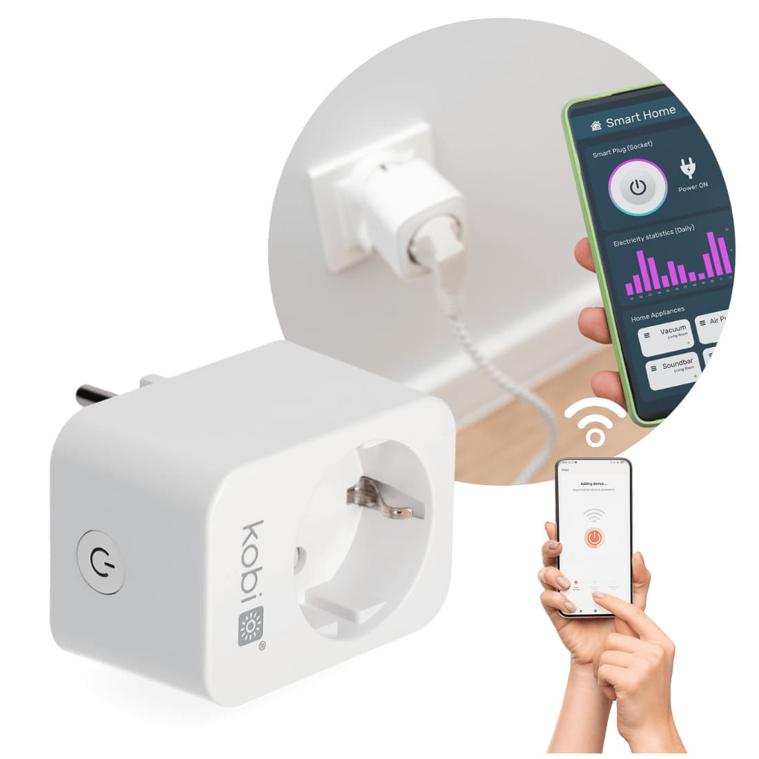 WiFi Stikkontakt med energimåler - Smart home - Elmåler til stikkontakt - 230V