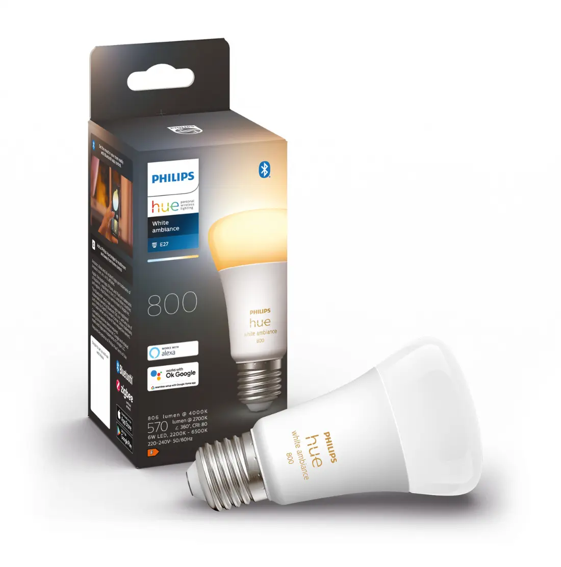 Philips Hue E27 - White Ambiance - 806lm - 9W