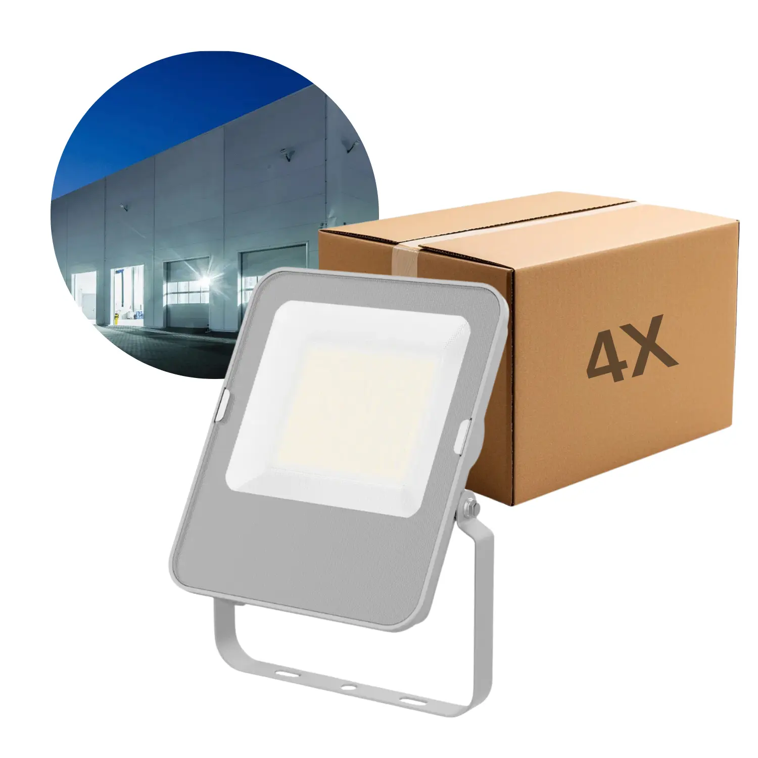 LED Projektør - 4-Pak - 100W - 16.000lm - 4000K - IP65