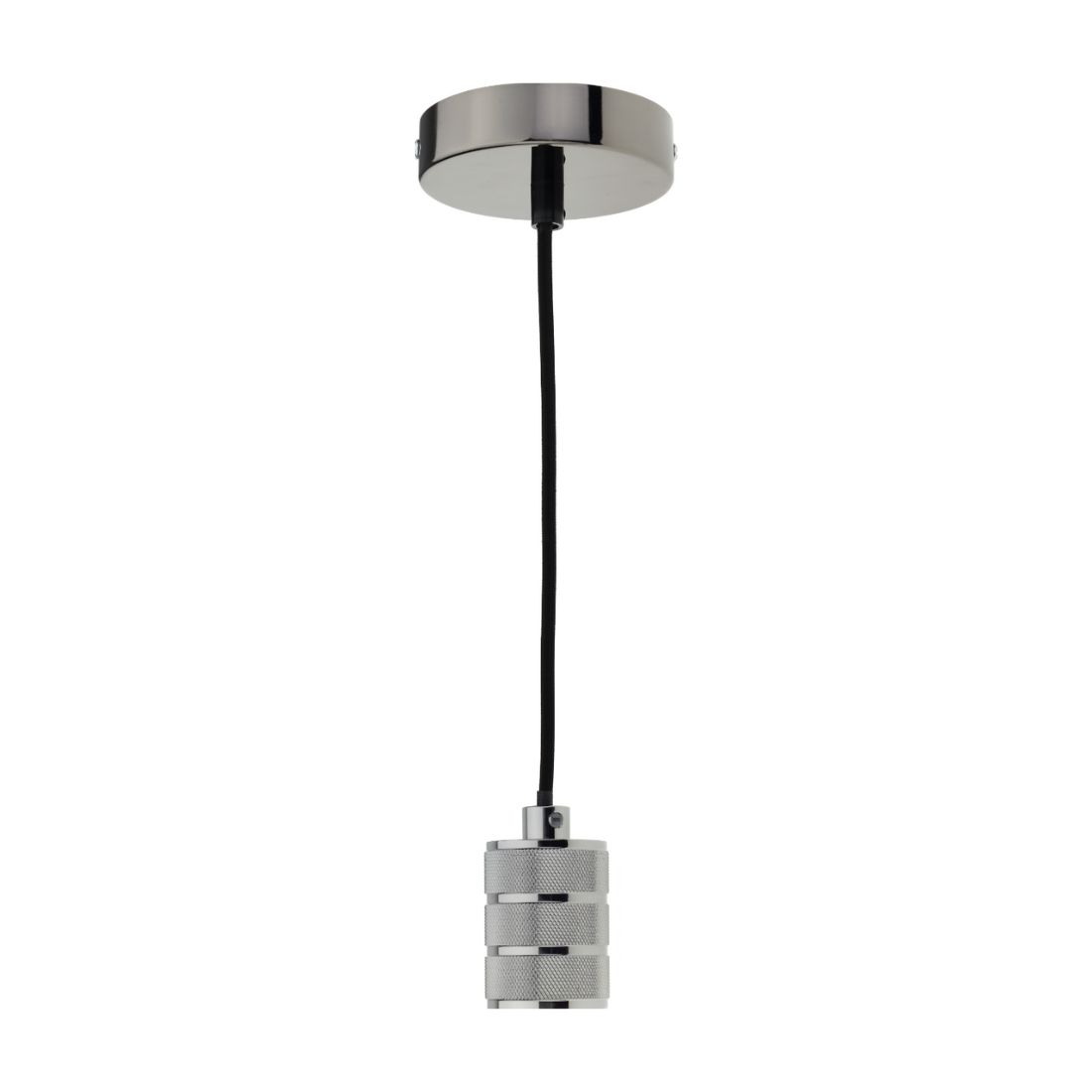 Loftslampe - Lampefatning - Stofledning - E27 Fatning - Mørk Chrome