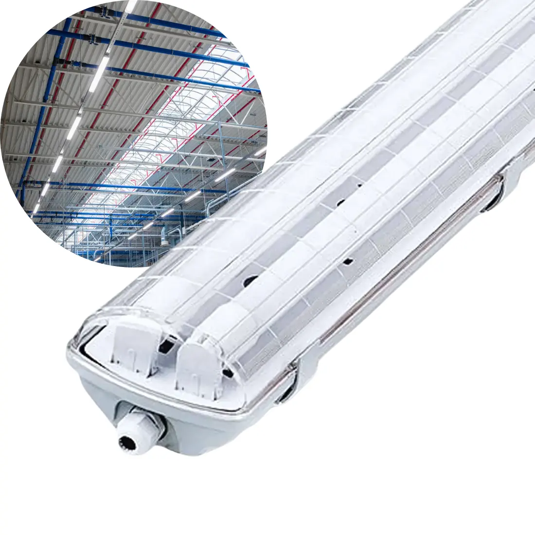 LED Industriarmatur - 120cm - IP65 - 4000K - 5760lm - 2x18W - Dobbelt Lysstofrørs armatur