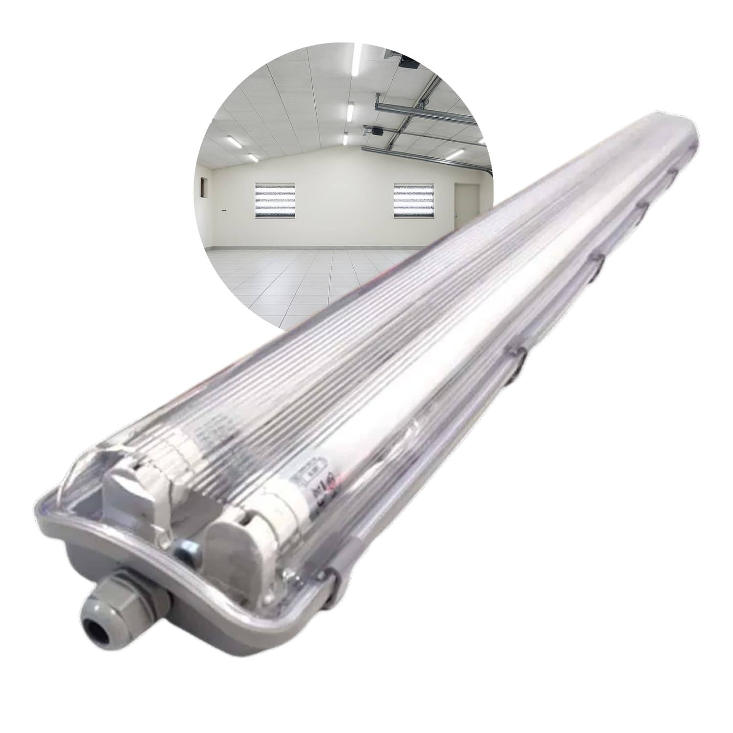 LED Industriarmatur 120cm 2x18W IP65 T8 - Dobbelt Lysstofrørs armatur - 4000K