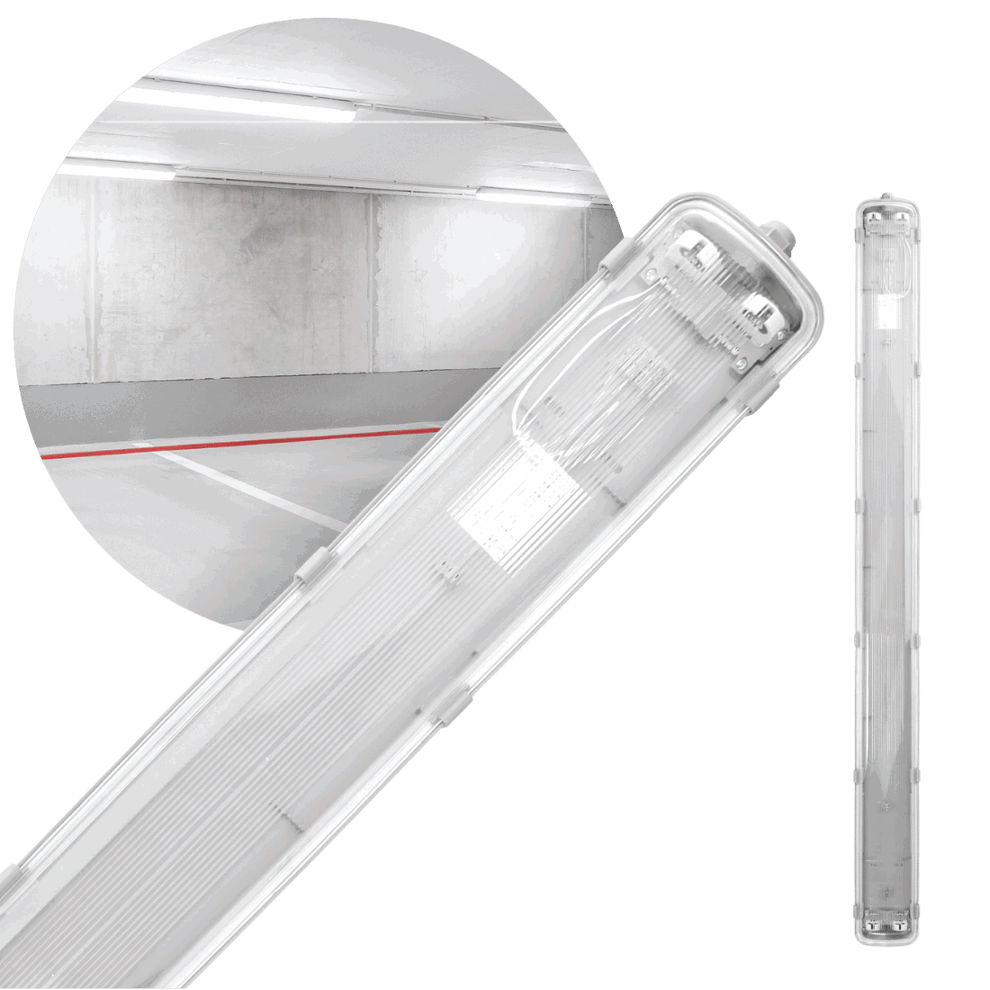 LED Industriarmatur 150cm Dobbelt Lysstofrørs armatur IP65 (uden rør)