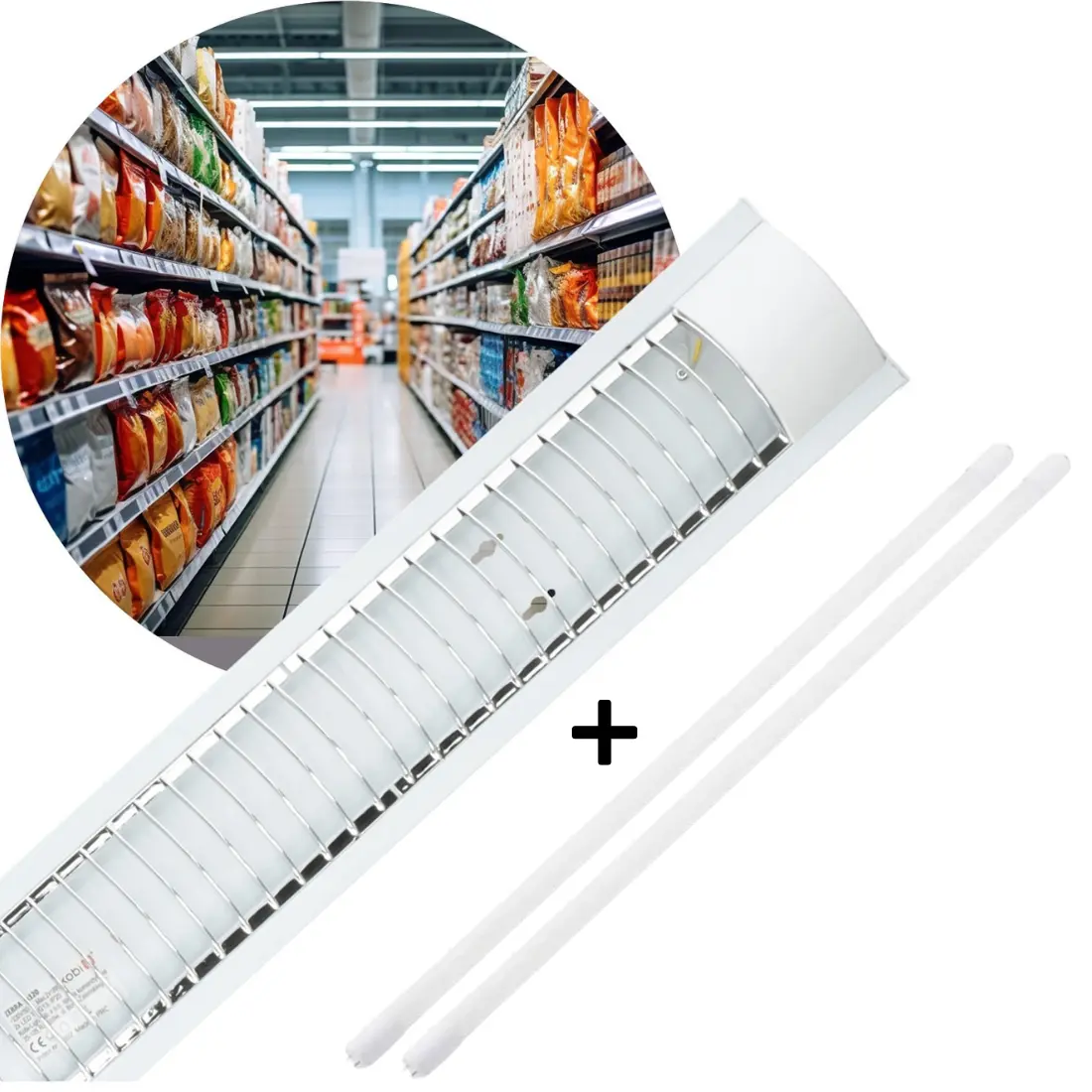 LED Armatur - 120cm - 3000K - 5600lm - 2x18W - ZEBRA - Dobbelt Lysstofrørs armatur