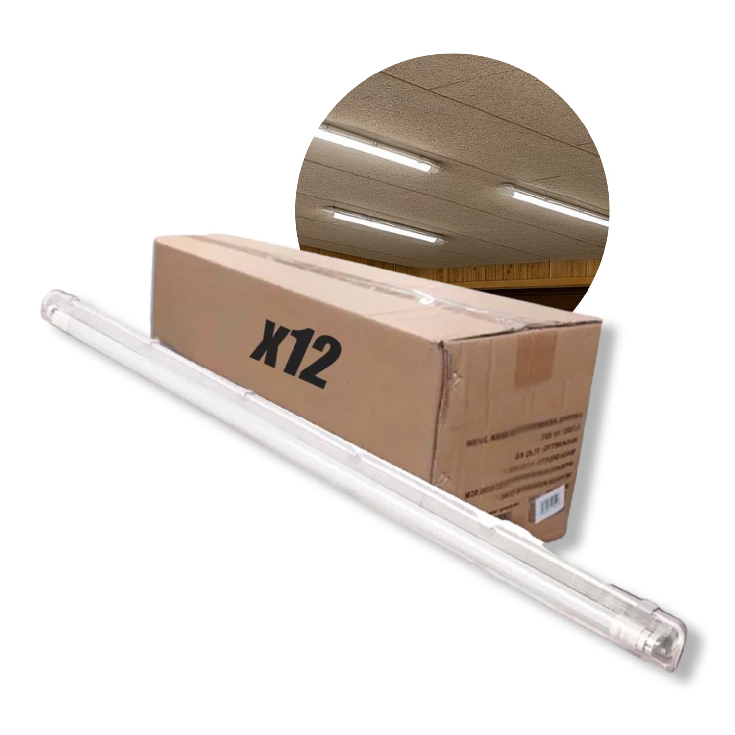 LED Armatur inkl. 18w LED rør - 12 stk. Pakke - 120cm - 4000K