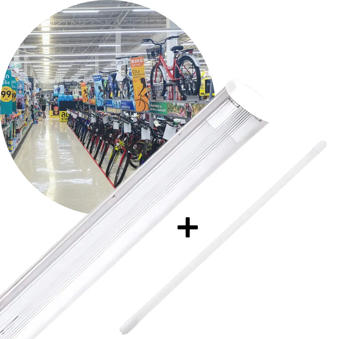 LED Armatur - 120cm - 3000K - 5600lm - 2x18W - DELFIA - Dobbelt Lysstofrørs armatur
