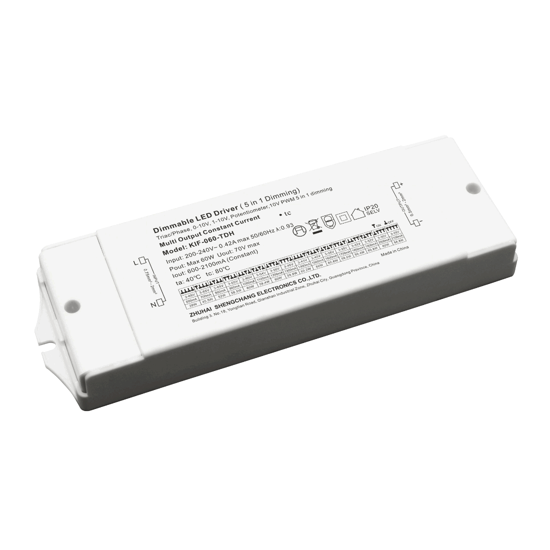 Dæmpbar LED Panel Driver - TRIAC - 600-2100mA - Max. 60W