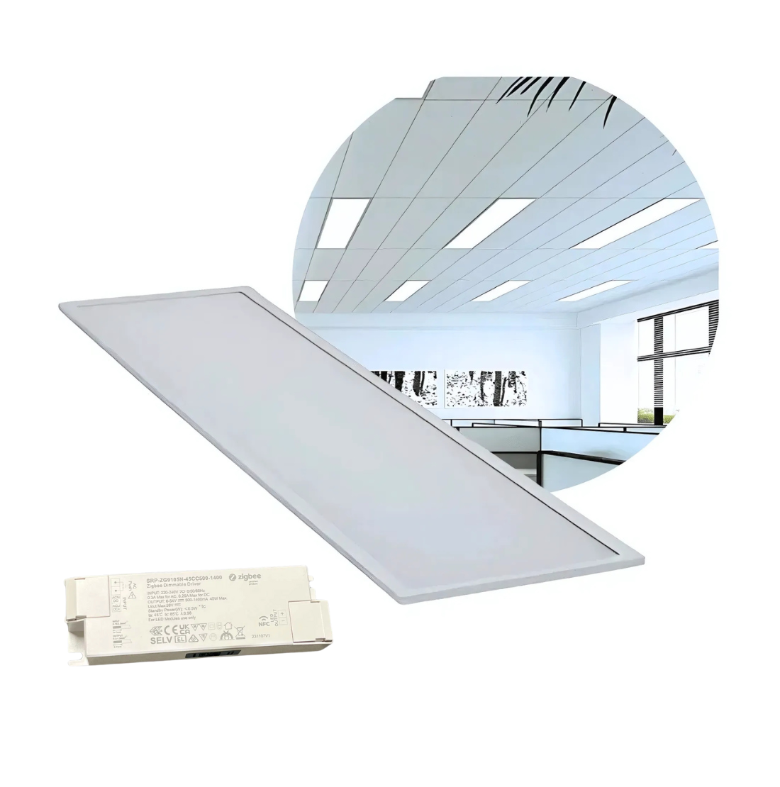 LED Panel 30x120 - 3000K - 3640lm - 26W - BRIGHT - UGR19 - Zigbee - Hvid
