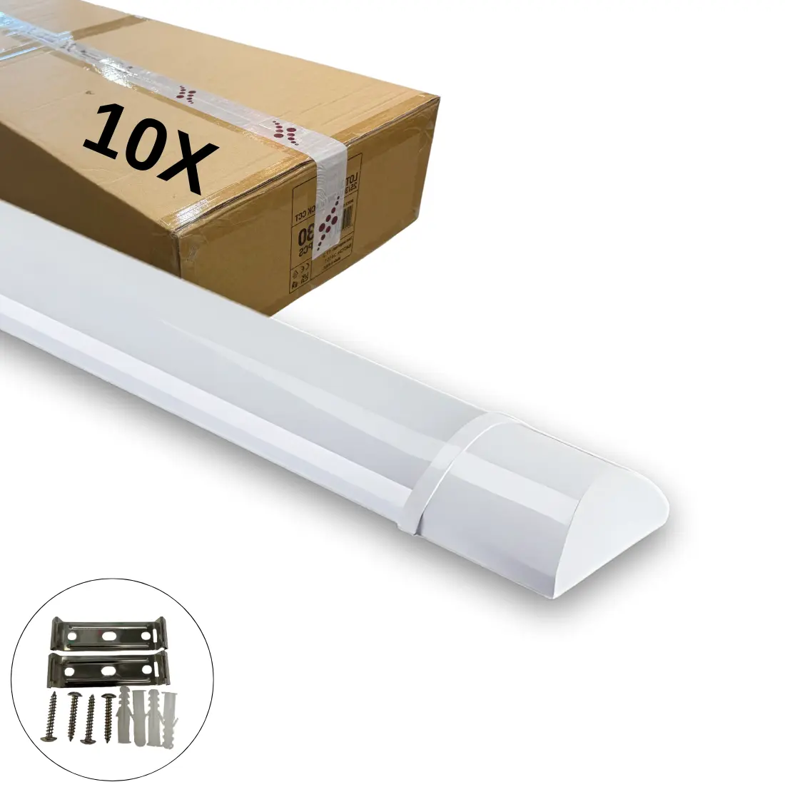 Fladt LED armatur - 120cm - 10-Pak - CCT - 25/30/40W - LOTOS - Hvid