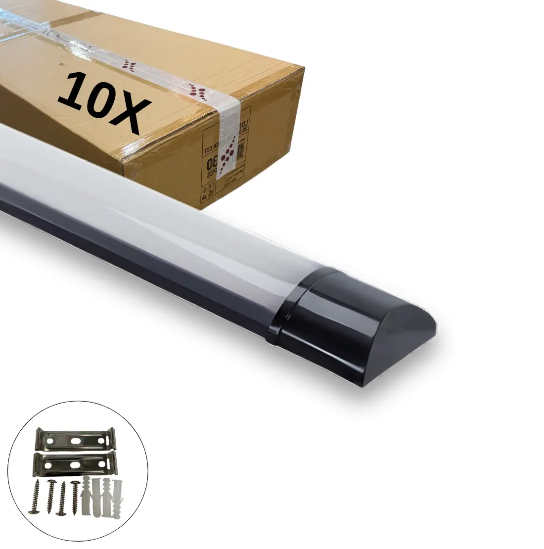 Fladt LED armatur - 120cm - 10-Pak - CCT - 25/30/40W - LOTOS - Sort