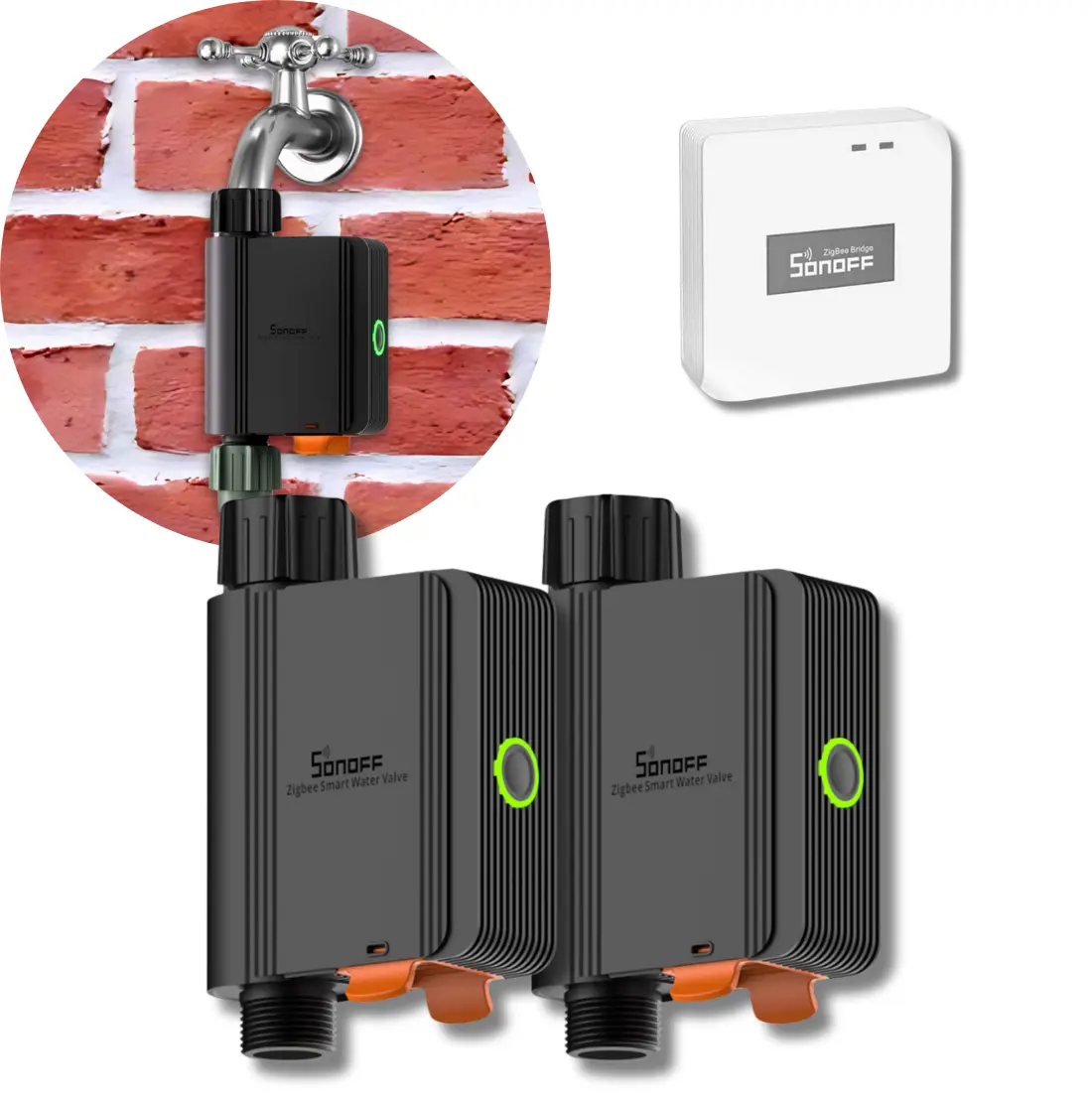 Sonoff Zigbee Smart Water Valve - 2-Pak - Inkl. Sonoff Zigbee Bridge Pro