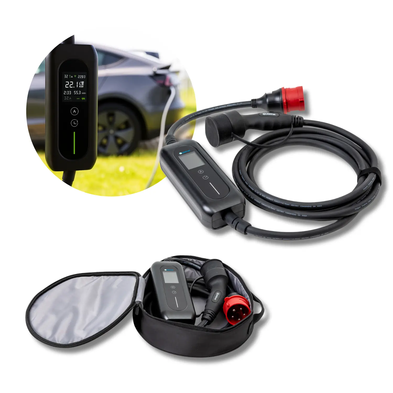 Elbil lader - 5m - 22KW - Type 2 - WiFi og Appstyring - Tuya
