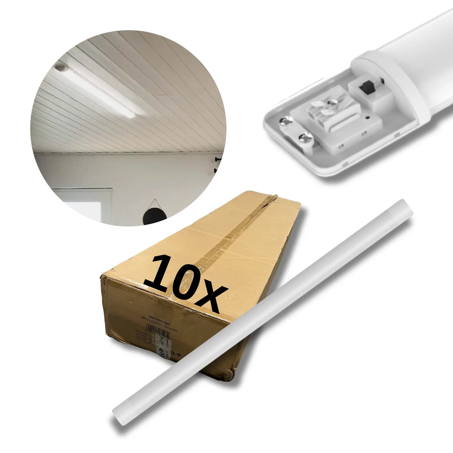 120cm Fladt LED Armatur - 10-pak - CCT - 3000lm - 30W - IP20