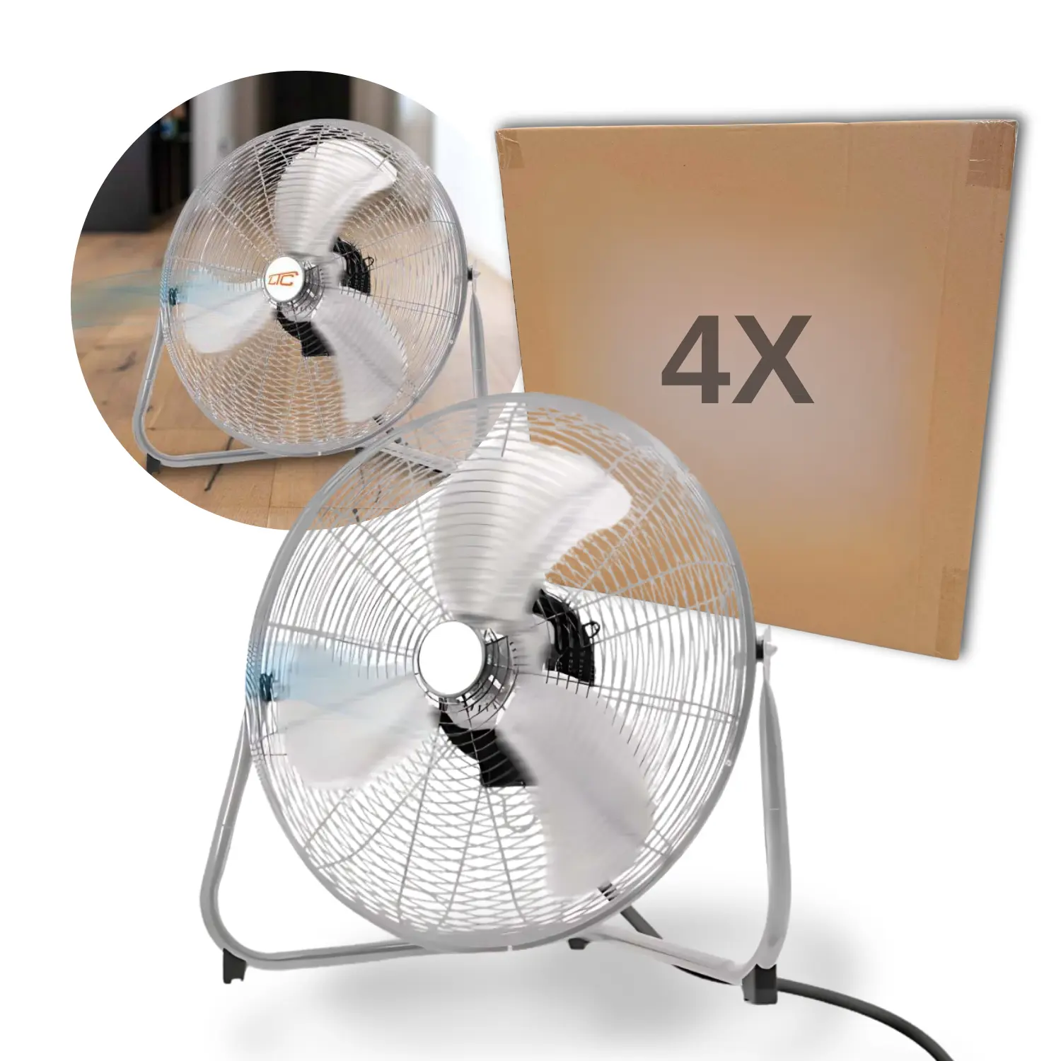 Gulvventilator - 4-Pak - Gulvblæser - 155W - Ø50cm - 3 hastigheder