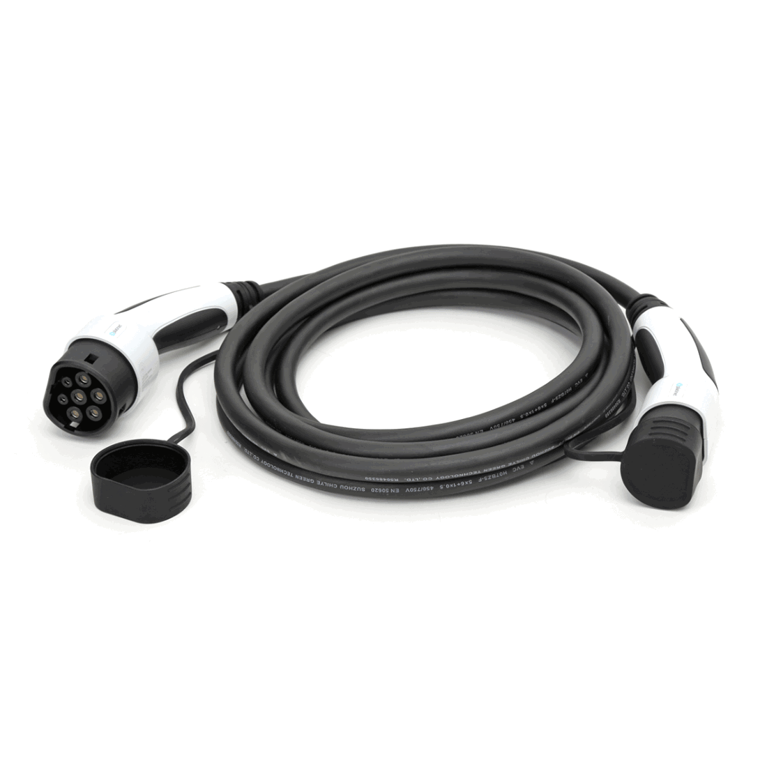 Ladekabel Type 2 til Elbil - 22KW - 5 Meter - Hvid