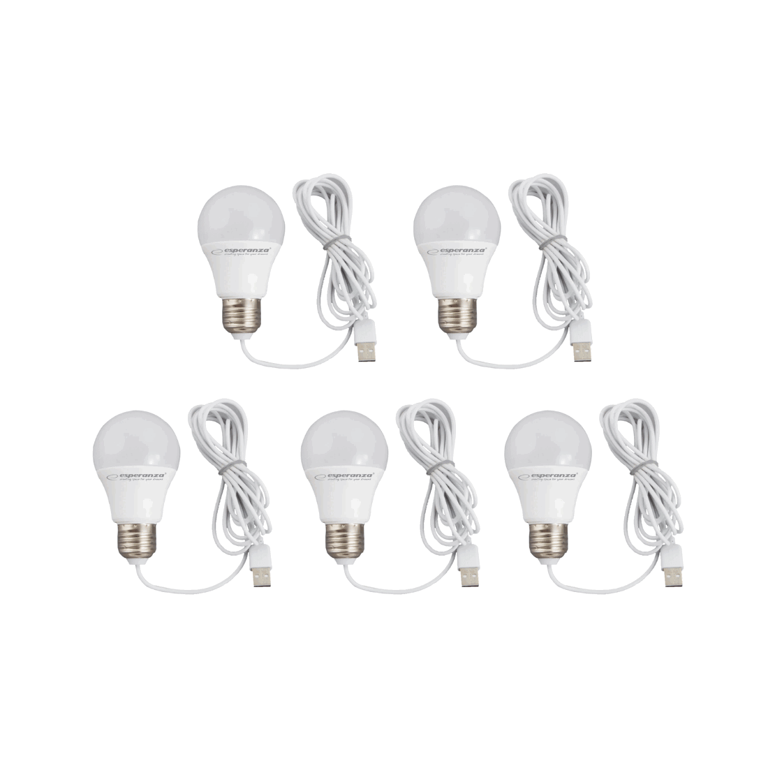 USB LED Pære - 5W - 5 stk