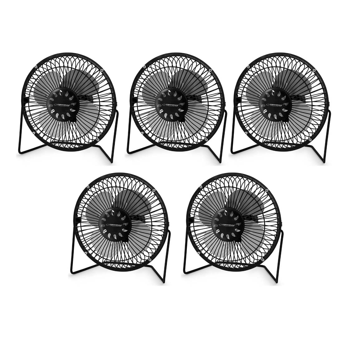 5 stk. USB Ventilator - Støjsvag - Sort - Ø18cm - Bord Ventilator