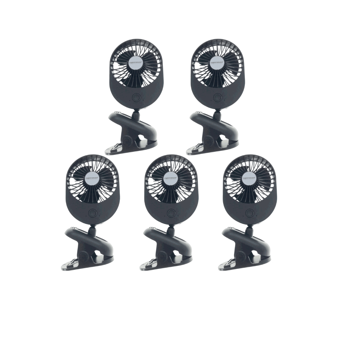 USB Ventilator Med Bordklemme - 5 stk. - Sort - 2W - Bordventilator