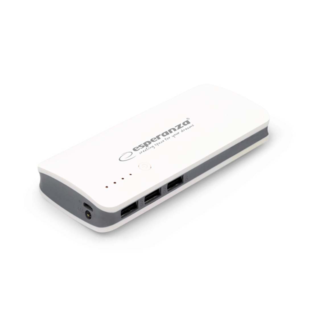 Powerbank - 8000mAh - 3xUSB Port - LED Lygte - Hvid