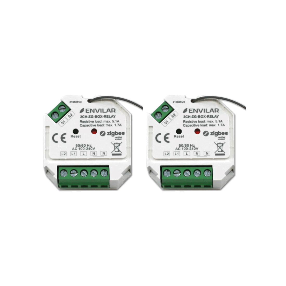 2 stk. Zigbee Relæ 3.0 - 2 udgange (Philips HUE Kompatibel)