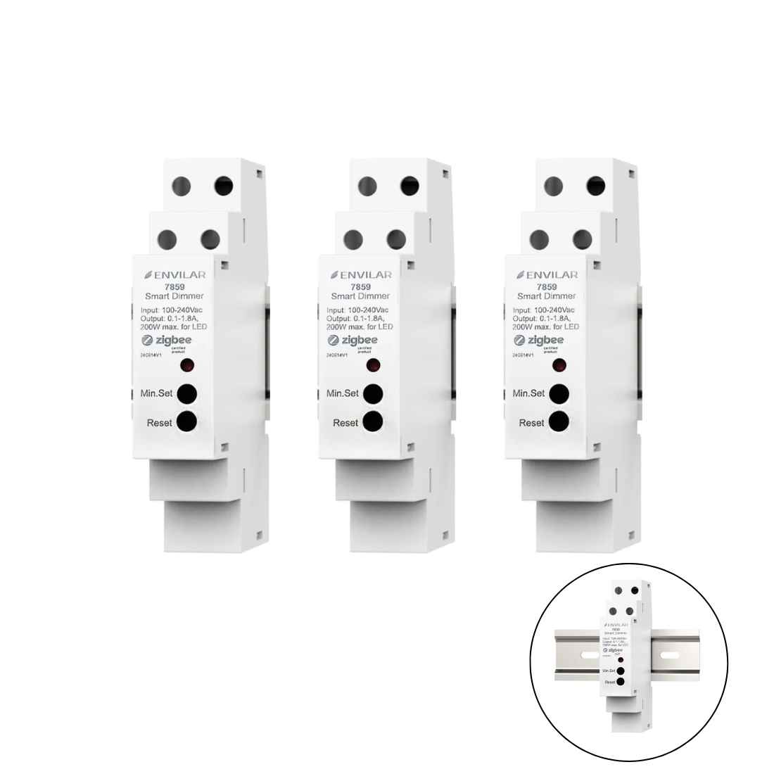 3 stk. Zigbee Lysdæmper DIN Skinne - 200W