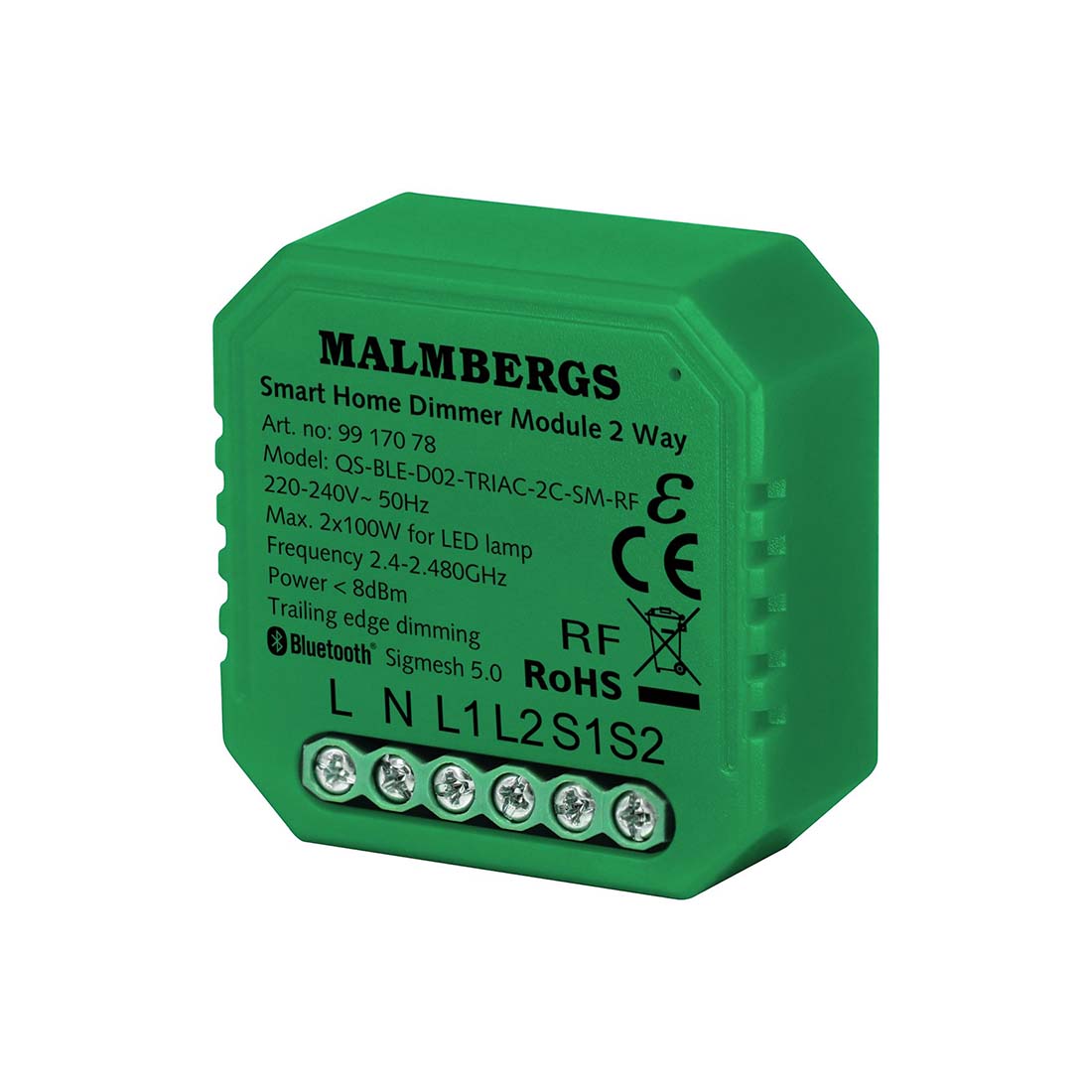 Bluetooth LED Lysdæmper - App Styring - 2 Udgange - Max. 2x100W