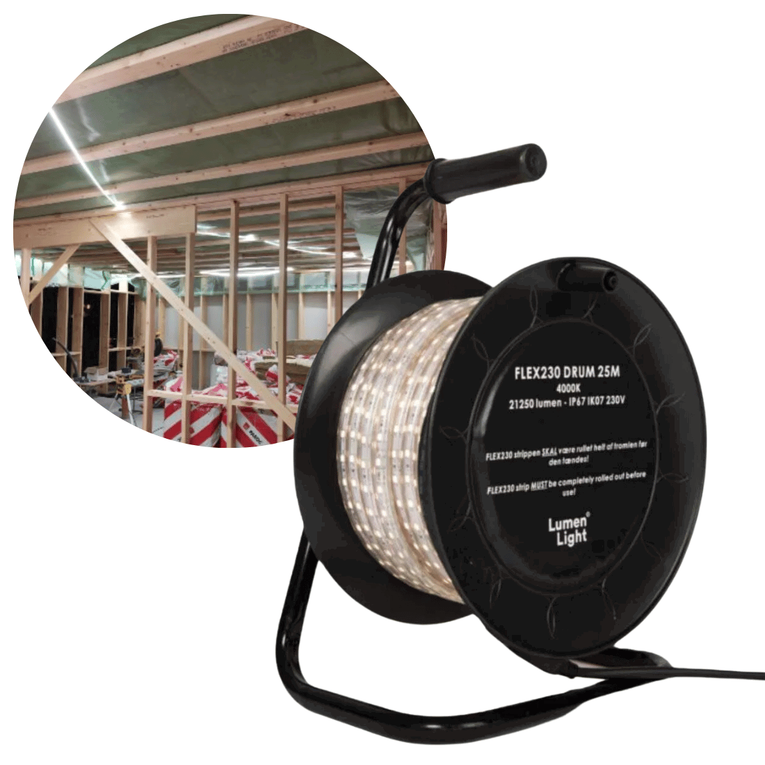 LED Strip tromle - 25m - 230V - 850lm - 4000K - IP67