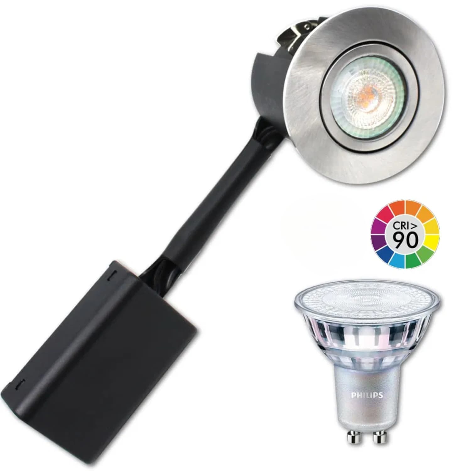LED Spot - Philips Ra90 - PRIMA - Børstet Alu - Gu10 230V (Dæmpbar)