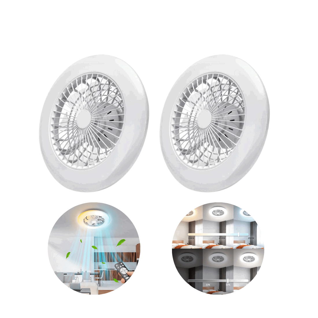 Loftventilator Med Lys - 2-Pak - 63W - CCT 3000-6500K - Ø485 - Fjernbetjening