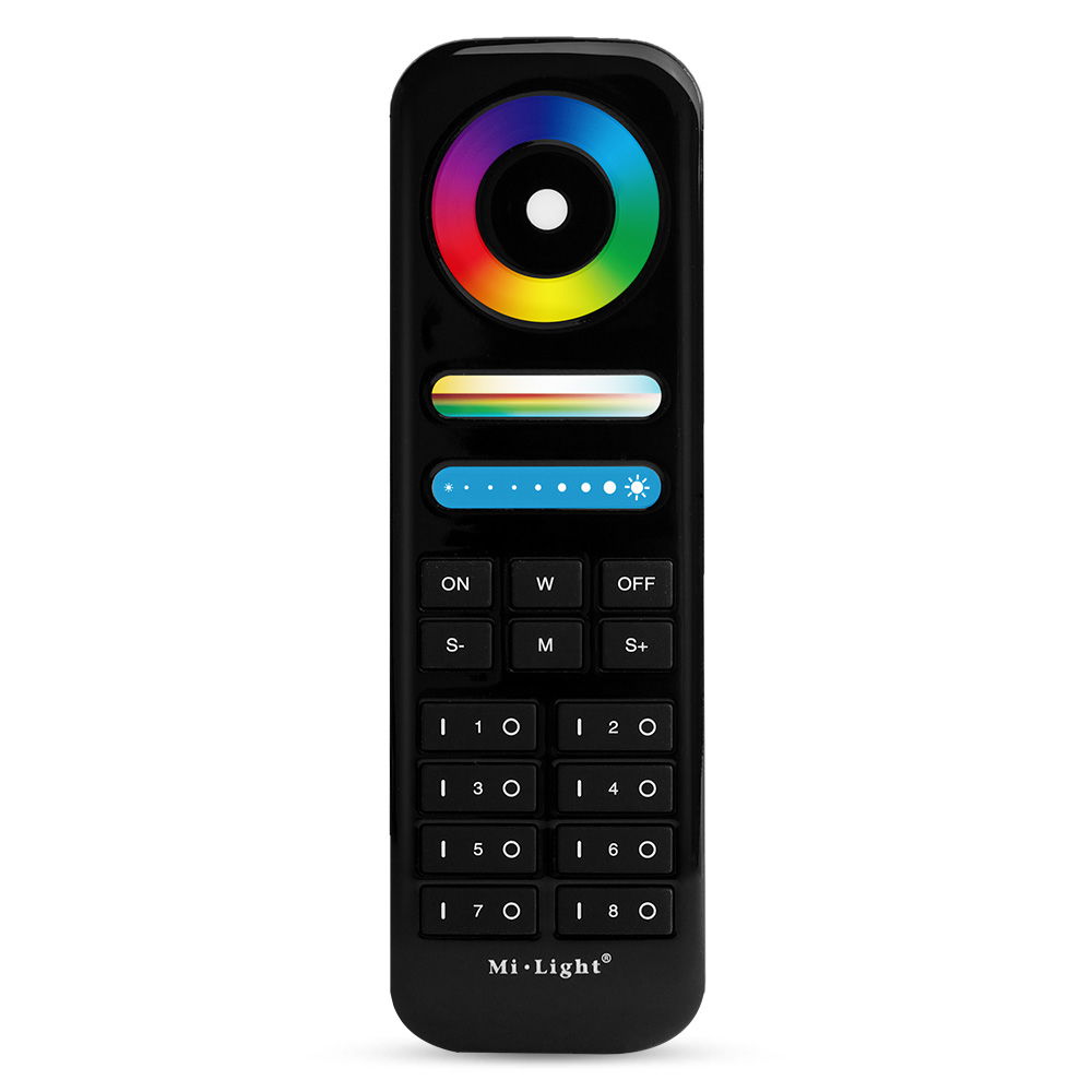 Mi-Light Fjernbetjening - RGB+CCT - 8 Zoner - Sort - FUT089-B