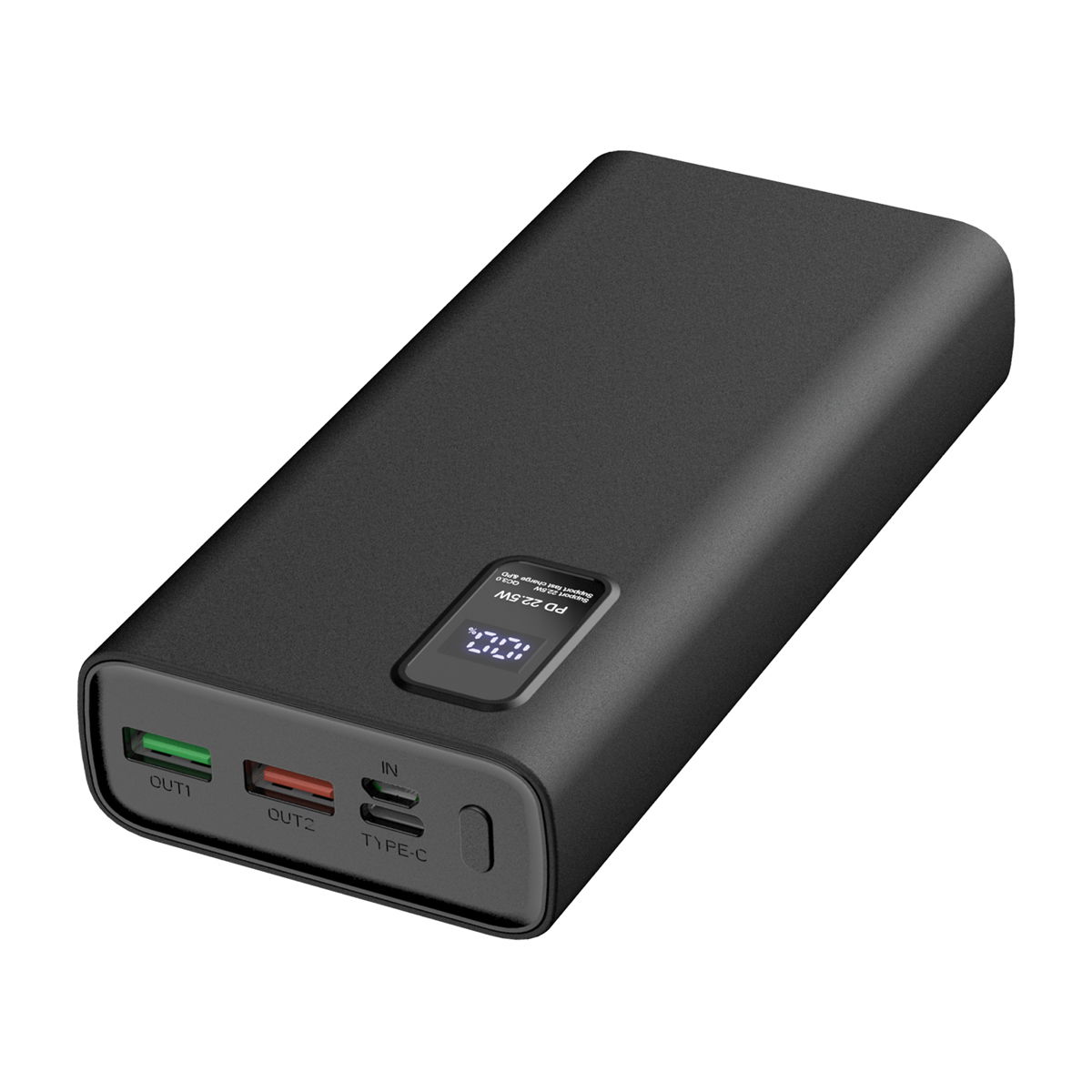 Powerbank 20000mAh - 22.5W - QC 3.0 - USB-C & USB-A - Sort