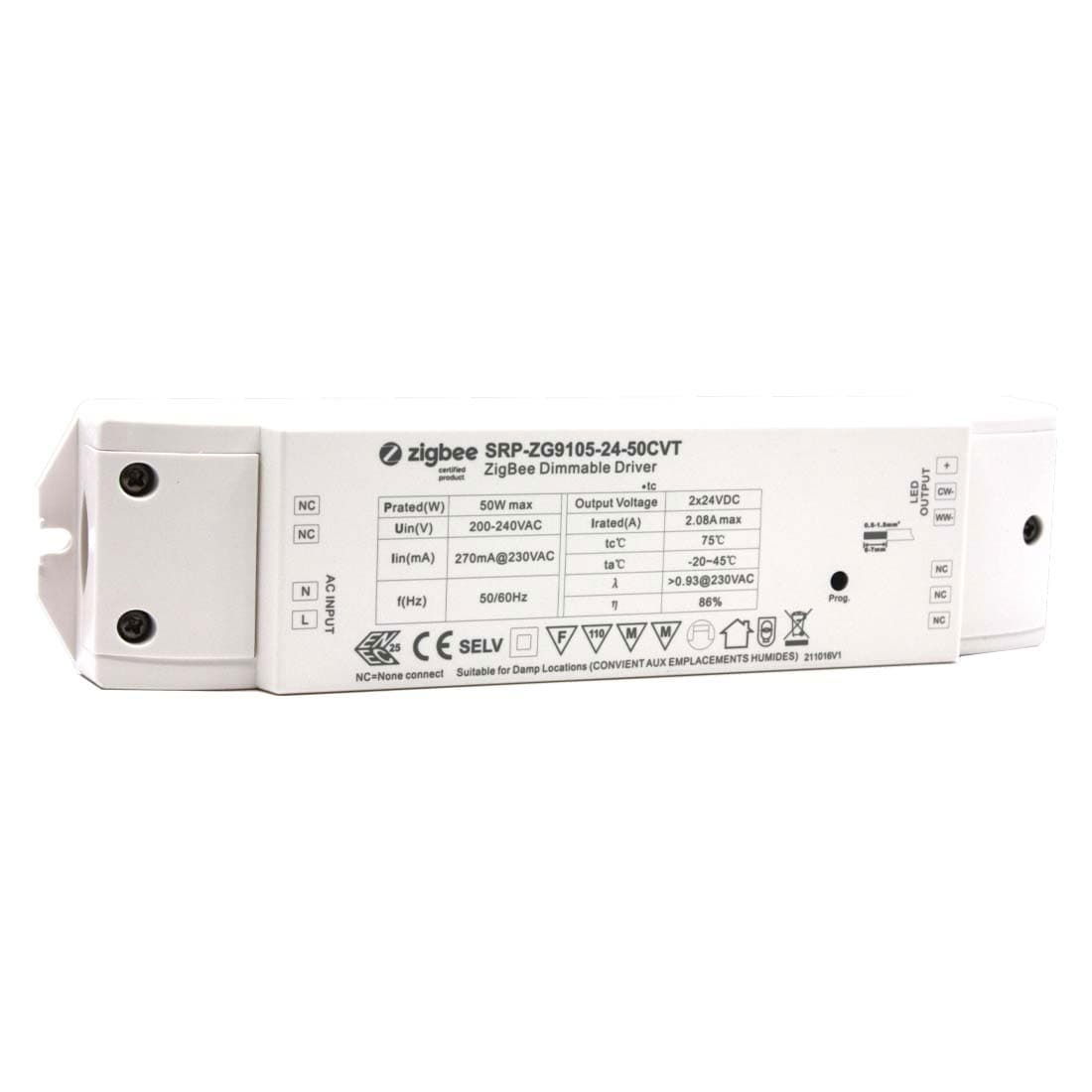 Zigbee LED Driver - 24V Controller m. strømforsyning - CCT Styring - 0-50W