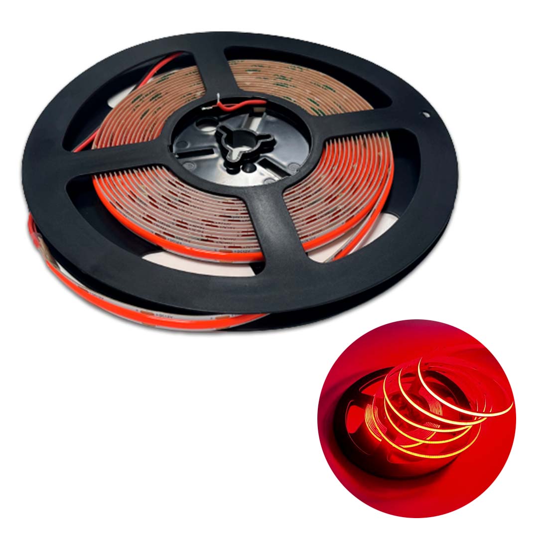 COB LED Strip 12V - 5m - Rød - 8mm - IP20 - Dæmpbar