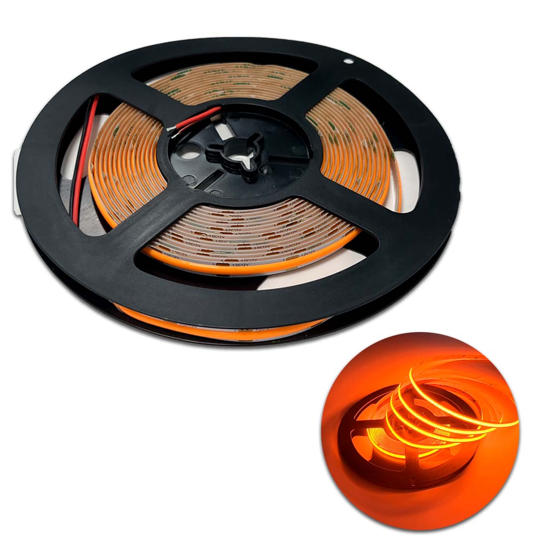 COB LED Strip 12V - 5m - Orange - 8mm - IP20 - Dæmpbar