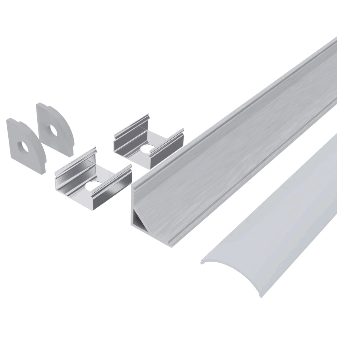 1m Alu hjørneprofil med U-formet diffuser - Op til 10mm LED Strip