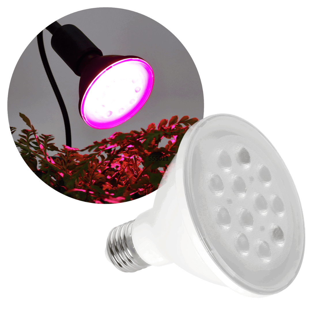 LED Grolys Pære - Hvid - E27 - 9W - 1200K - 300lm