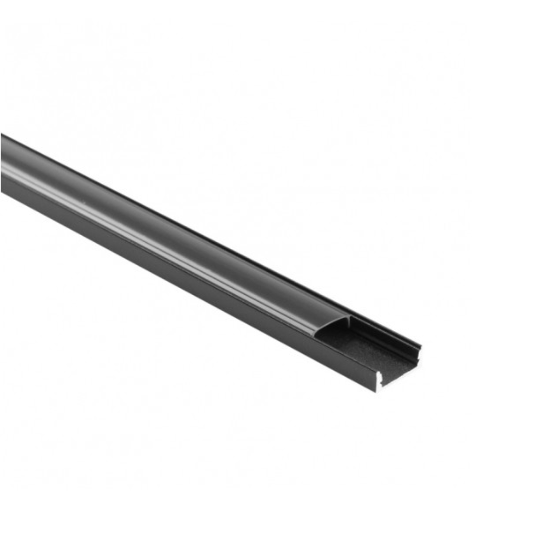 1m Aluprofil med sort diffuser - 16x6mm - Sort - Overflademonteret