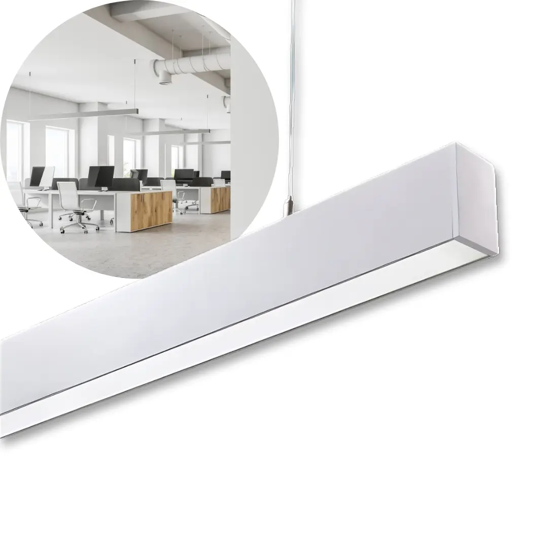 Kontor Loftlampe 120cm - CCT - 5200lm - 40W - KOLINE K2 - Hvid