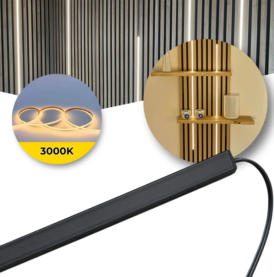 LED til Akustikpanel - 3000K - 120cm - 10x10mm - 24V - 11.60W