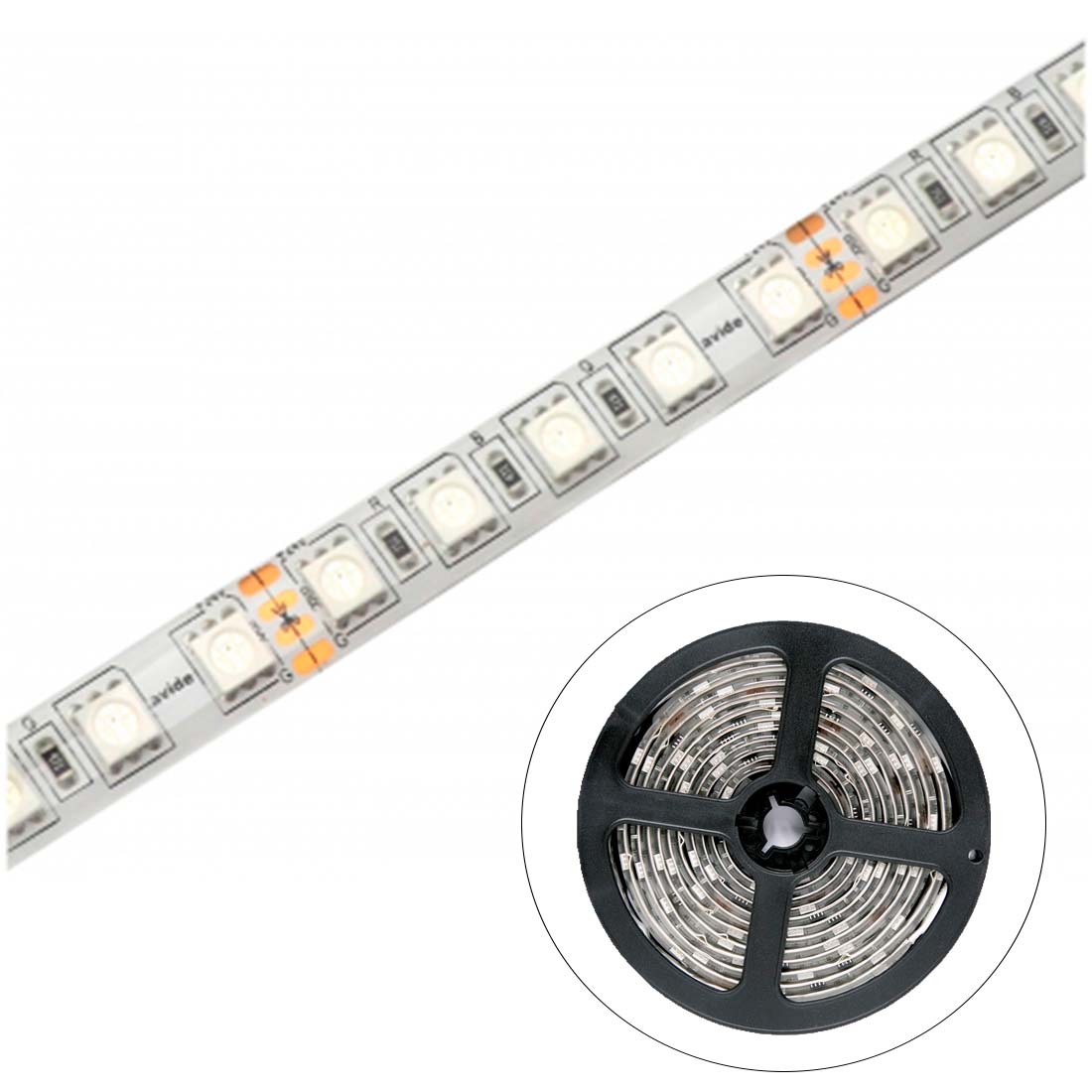 RGB LED Strip SMD - 10mm - IP65 - 24V - 21.6W/m - 90 LED/m - 5m