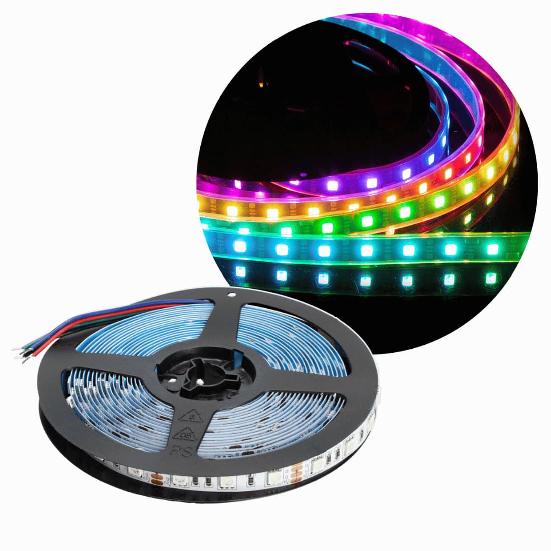 12V LED Strip - 5m - RGB - 10mm - 300 Dioder - Dæmpbar - IP20 - Indendørs