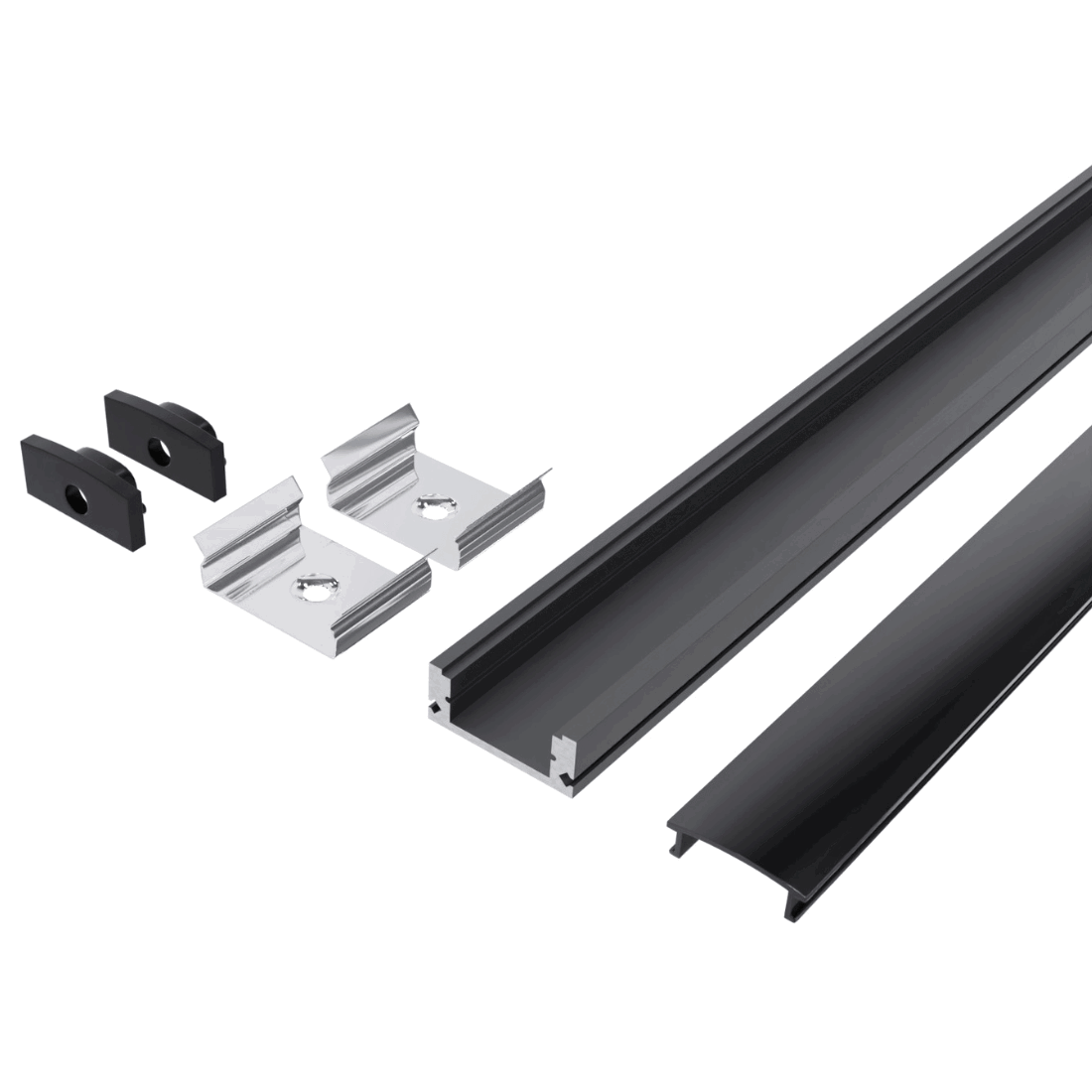 1m Aluprofil med sort diffuser - 17x7mm - Op til 12mm LED strip